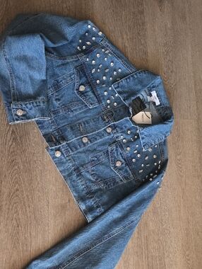 Forever 21 Blue Denim Jacket with Silver Stud Accents
